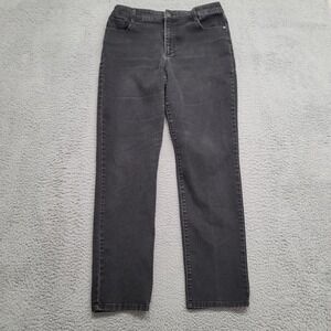 Bandolino Jeans Womens 14 Black Amy‎ Dark Wash Denim High Rise Mom Straight Leg